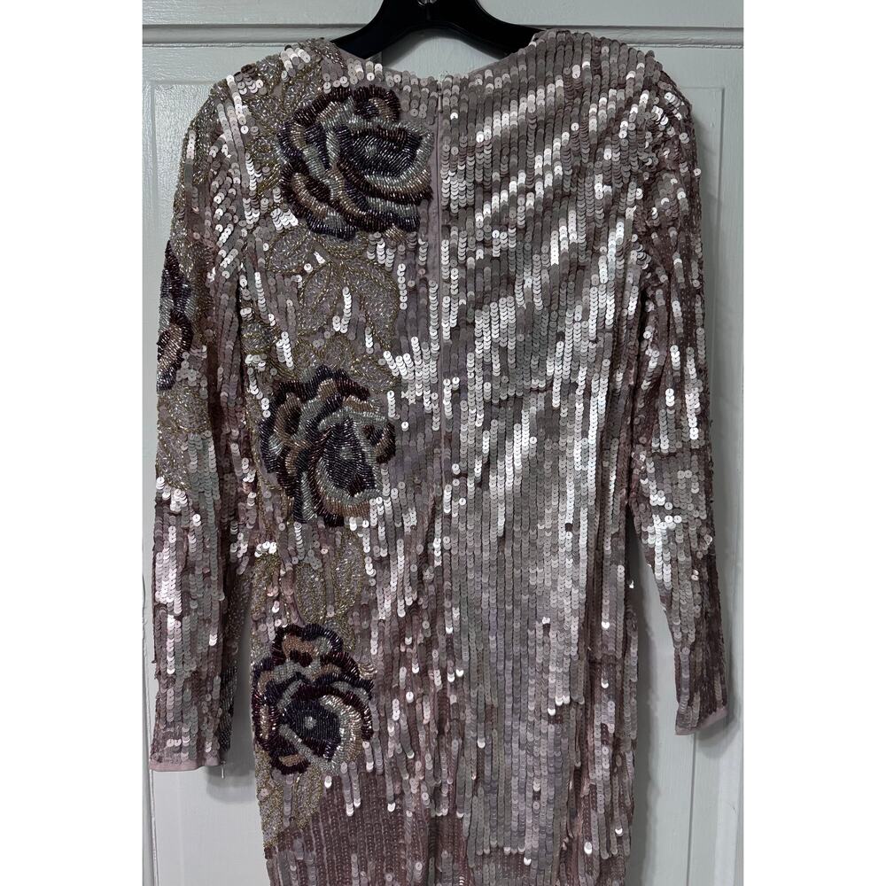 NWT Mac Duggal Floral Sequined Beaded Midi Dress Size 4 - Picture 14 of 16